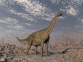Jobaria dinosaur in the desert - 3D render Royalty Free Stock Photo