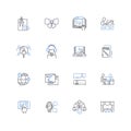 Jobber line icons collection. Scheduling, Invoicing, Quoting, Estimating, Dispatching, Calendar, Tracking vector and