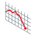 Jobless low graph icon, isometric style