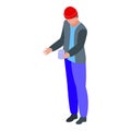 Jobless man beg money icon, isometric style