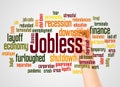 Jobless word cloud and hand with marker concept Royalty Free Stock Photo