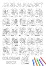 Jobs Alphabet Coloring Book Royalty Free Stock Photo