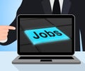 Jobs Button Displays Hiring Recruitment Online Hire Job