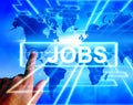 Jobs Map Displays Worldwide or Internet Career Searching Royalty Free Stock Photo