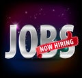 Jobs opening now Hiring red thumbs up advertising job offered and silver sign