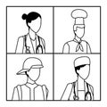 Jobs and professions avatar in black and white Royalty Free Stock Photo