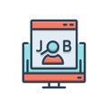 Color illustration icon for Jobs Search, deed and find