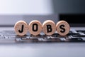 Jobs Text On Wooden Blocks Over Keyboard Royalty Free Stock Photo