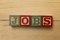 jobs wood cube words on wooden table cool