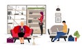 Jobseekers waiting for interview flat illustration