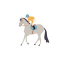 Jockey cantering a horse, simple vector illustration