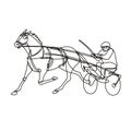 Jockey and Horse Harness Racing Side View Continuous Line Drawing