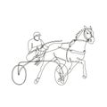 Jockey and Horse Harness Racing Side View Inside Circle Continuous Line Drawing