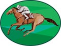 Jockey Horse Racing Oval Low Polygon Royalty Free Stock Photo