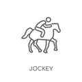 Jockey linear icon. Modern outline Jockey logo concept on white