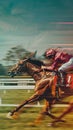 Jockey in pink silks riding to victory, motion-blurred background emphasizing speed on track Royalty Free Stock Photo