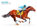 Jockey on racing horse. Derby. Sport. Vector illustration isolated on white background