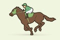 Jockey riding horse cartoon sport graphic