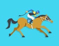 Jockey riding race horse number 2, Vector illustration