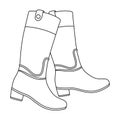 Jockey s high boots icon in outline style isolated on white background.