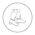 Jockey`s high boots icon in outline style isolated on white background. Hippodrome and horse symbol stock vector