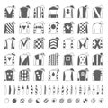 Jockey uniform. Traditional design. Jackets, silks, sleeves and hats. Horse riding. Horse racing. Icons set. Isolated on