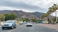 Jocotepec - Carretera Chapala, Jalisco / Mexico. January 23th, 2020. Highway with moderate traffic with palm trees