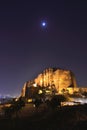 Jodhpur city and Mehrangarh Fort at night Royalty Free Stock Photo