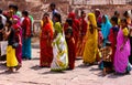 Jodhpur, India - August 20, 2009: group of Indian women queuing to enter the fort of Jodhpur, India Royalty Free Stock Photo