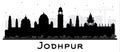 Jodhpur India City Skyline Silhouette with Black Buildings Isolated on White