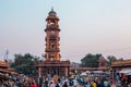 Clock tower and Sardar Market at sunset time in Jodhpur, India