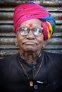 JODHPUR, INDIA - FEBRUARY 27, 2013: Undefined indian man in colourful turban