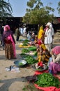 Jodhpur, India - January 2, 2015: Indian people shopping at typical vegetable street market in India Royalty Free Stock Photo