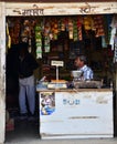 Jodhpur, India - January 1, 2015: Unidentified Indian man selling snack at market