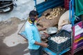 Jodhpur, Rajashtbn, India. 20th April 2020. Man selling food, home delivery due to lock down, man wearing mask,Coronavirus, COVID-