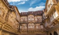 Historic Mehrangarh Fort exterior architecture details with intricate artwork at Jodhpur, Rajasthan, India Royalty Free Stock Photo