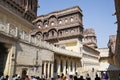 JODHPUR, RAJASTHAN, INDIA, November 2018, Tourist observing Royal carving and multistoried palaces inside Mehrangarh