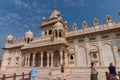 Jodhpur, Rajasthan, India - 20.10.2019 : Travellers taking picture of beautiful architecture of Jaswant Thada cenotaph. Makrana