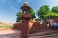 Jodhpur, Rajasthan, India - 20.10.2019 : Visitors coming out after enjoying beautiful decorated garden of Jaswant Thada cenotaph.