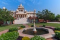 Jodhpur, Rajasthan, India - 20.10.2019 : Visitors enjoying beautiful decorated garden of Jaswant Thada cenotaph. Garden has carved