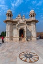 Jodhpur, Rajasthan, India - 20.10.2019 : Visitors enoying beautiful architecture of Jaswant Thada cenotaph. Makrana marble