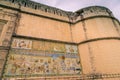 Beautiful coloured wall painted artwork at Rao Jodhaji Falsa Mehrangarh Fort, Jodhpur - Rajasthan, India