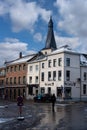 Jodoigne, Wallonia - Belgium - Woman walking in the streets of Old Town