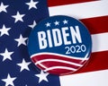 Joe Biden Campaign Badge and the USA Flag