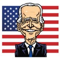 Joe Biden Elected President of US United States with American Flag Background Cartoon Caricature Vector Drawing Illustration Royalty Free Stock Photo