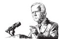 Joe Biden hand drawn illustration on white background