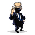 Joe Biden President of US United States of America Wearing Mask Cartoon Caricature Vector Drawing Illustration