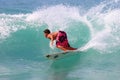 Joel Centeio Surfing in Hawaii Royalty Free Stock Photo