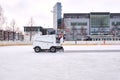 Ice resurfacer to clean and smooth the surface of a sheet of ice rink