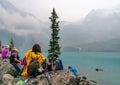 Joffre lake,BC Canada,August 21,2018.people at Joffe lakes-upper lake,British Columbia Canada